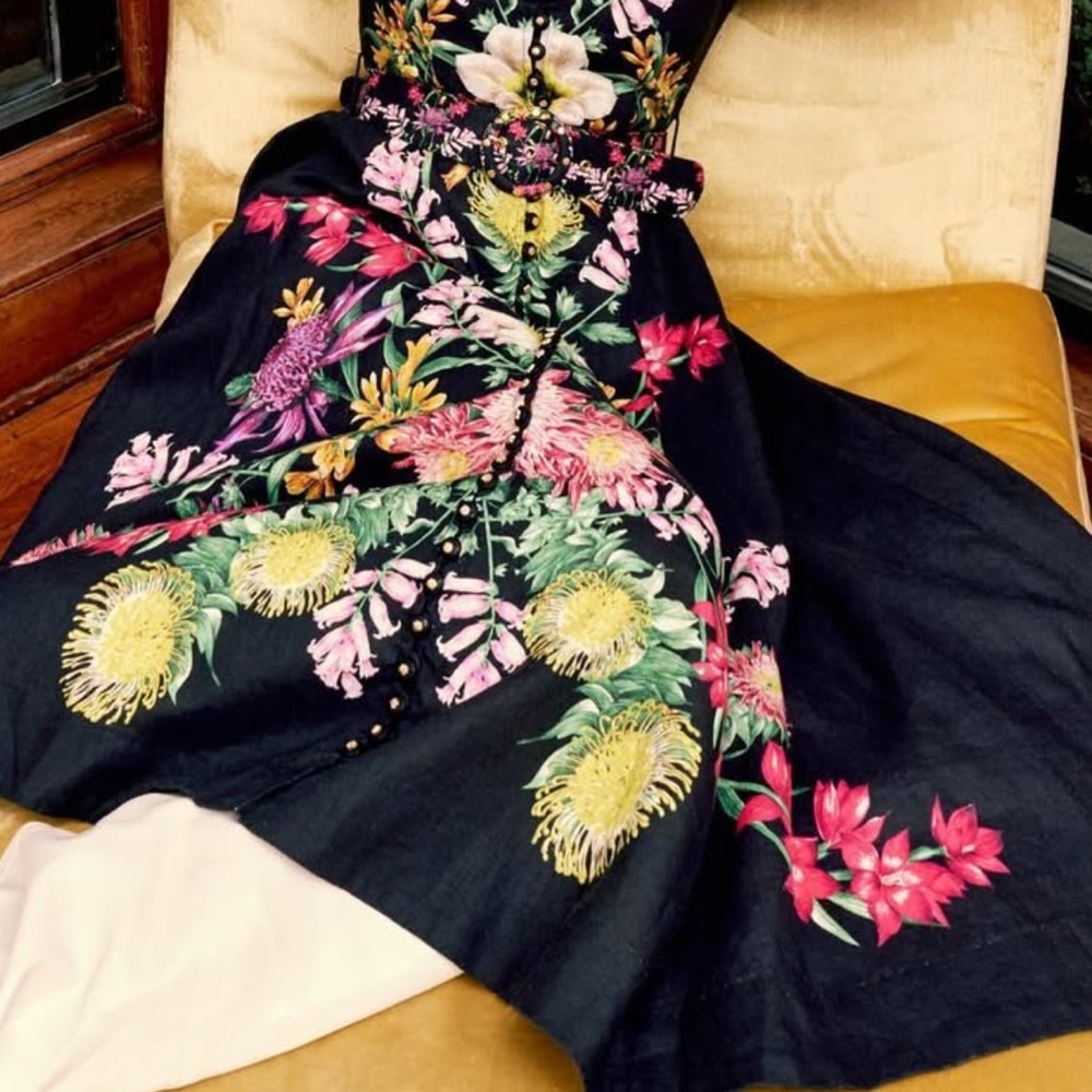 Floral Black Midi Dress